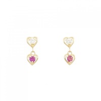 K18YG ハート ルビー ピアス 0.12CT