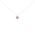 K18PG フラワー ルビー ネックレス 0.13CT