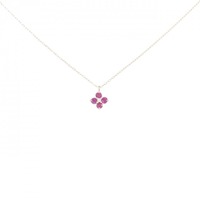 K18PG フラワー ルビー ネックレス 0.13CT