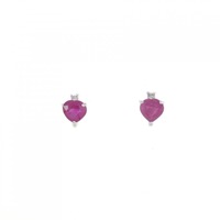 K18WG ハート ルビー ピアス 0.88CT