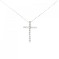 K18WG クロス ダイヤモンド ネックレス 0.18CT