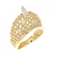 K18YG ティアラ ダイヤモンド リング 0.36CT
