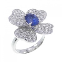 K18WG フラワー サファイヤ リング 1.246CT