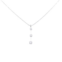K18WG スリーストーン ダイヤモンド ネックレス 0.25CT