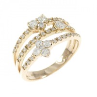 K18PG ハート×フラワー ダイヤモンド リング 0.50CT