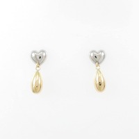 K18YG/PT ハート ピアス