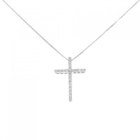 K18WG クロス ダイヤモンド ネックレス 0.30CT
