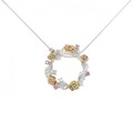 K18スリーカラー ローズ サファイヤ ネックレス 0.2CT