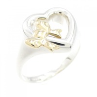 【ヴィンテージ】ティファニー 925/750YG ハート×リボン リング