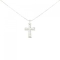 K10WG クロス ダイヤモンド ネックレス 0.12CT