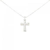 K10WG クロス ダイヤモンド ネックレス 0.12CT