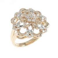 K18PG/PT フラワー ダイヤモンド リング 0.30CT