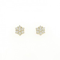 K18YG フラワー ダイヤモンド ピアス