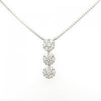 K18WG スリーストーン ダイヤモンド ネックレス 0.50CT