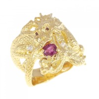 K18YG ドラゴン ルビー リング 0.37CT