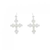 K18WG クロス ダイヤモンド ピアス 0.38CT