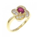 K18YG フラワー ルビー リング 0.50CT