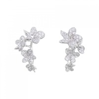 750WG/K18WG フラワー ダイヤモンド ピアス 1.10CT