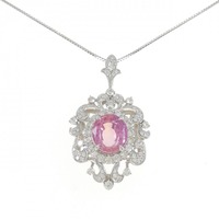 【リメイク】PT 非加熱 パパラチアサファイヤ ネックレス 14.48CT スリランカ産