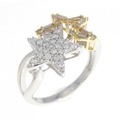 K18WG/K18YG スター ダイヤモンド リング 0.36CT