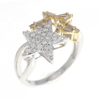 K18WG/K18YG スター ダイヤモンド リング 0.36CT