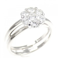 K18WG フラワー ダイヤモンド リング 0.60CT