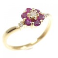 K18YG フラワー ルビー リング 0.28CT
