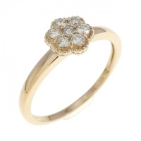K18PG フラワー ダイヤモンド リング 0.12CT