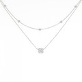 K18WG フラワー ダイヤモンド ネックレス 0.16CT