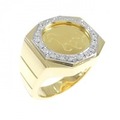 【新品】K18YG/PT枠 ホース ダイヤモンド リング 0.25CT