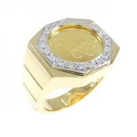【新品】K18YG/PT枠 ホース ダイヤモンド リング 0.25CT