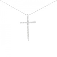K18WG クロス ダイヤモンド ネックレス 0.39CT