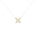 K18YG フラワー ダイヤモンド ネックレス 0.10CT