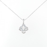 K18WG クローバー ダイヤモンド ネックレス 0.22CT