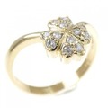 K18YG クローバー ダイヤモンド リング 0.12CT