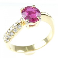 K18YG ルビー リング 1.08CT ビルマ産