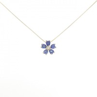 【新品】K18YG フラワー サファイヤ ネックレス 0.98CT