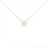 K18YG フラワー ダイヤモンド ネックレス 0.30CT