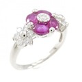 PT フラワー ルビー リング 0.95CT