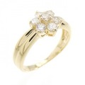 K18YG フラワー ダイヤモンド リング 0.50CT