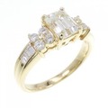 【リメイク】K18YG ダイヤモンド リング 1.003CT VLY VS1 エメラルドカット