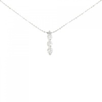 K18WG スリーストーン ダイヤモンド ネックレス 0.3CT