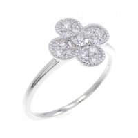 K18WG フラワー ダイヤモンド リング 0.25CT