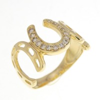 K18YG ホースシュー ダイヤモンド リング 0.15CT