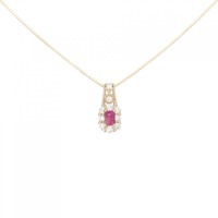 K18PG レッドベリル ネックレス 0.10CT
