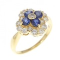 K18YG フラワー サファイヤ リング 0.58CT