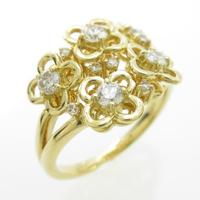 K18YG フラワー ダイヤモンドリング30％引き