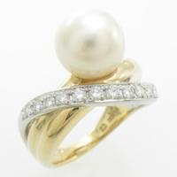 K18YG／PT アコヤパールリング