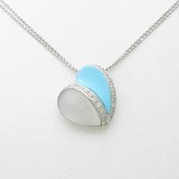 K18WG ハート カラーストーンネックレス