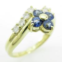 K18YG フラワー サファイヤリング20％引き